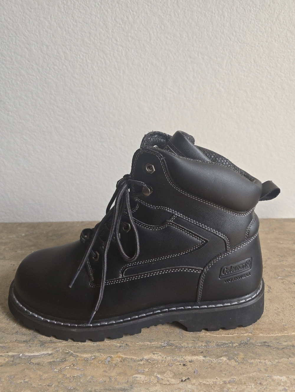 Coleman Mens's Steel Toe Safefty Work Boots - Black - Picture 8 of 10